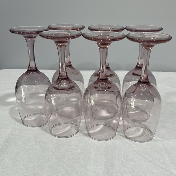 Libbey Premier Mauve pink plum wine water glasses 8 oz vintage 90s set of 7 - Picture 7 of 15